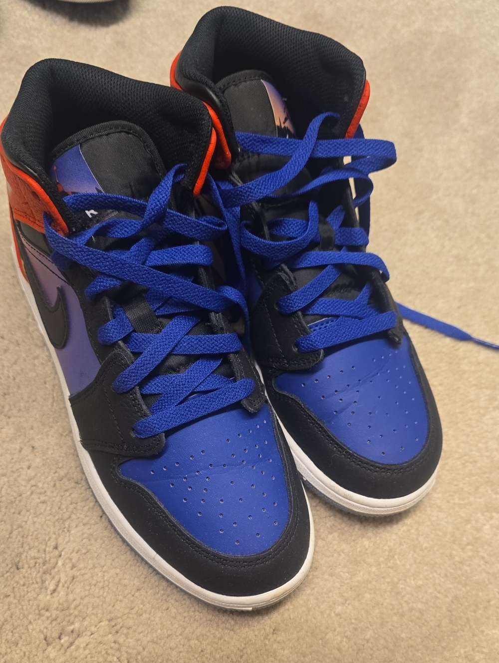 Jordan Kids High-Top Sneakers in Royal Blue, Black & Red